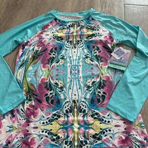 NWT Reel Legends Womens Fish SPF Ling Sleeve Peacock Color Shirt S